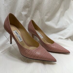 Jimmy Choo Blush Croc-Embossed Heels
